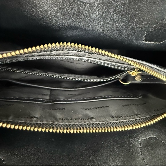 Michael Kors Mercer Gallery Medium Faux Pebble Leather Center Zip Tote Bag Black - Picture 11 of 16